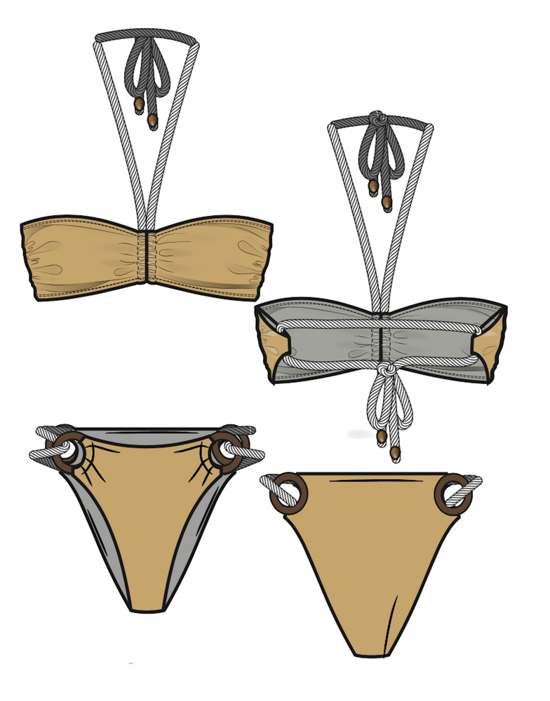 Bikini Fashion Flat Sketch Template. Stock Vector - Illustration of  clothing, slim: 197434179