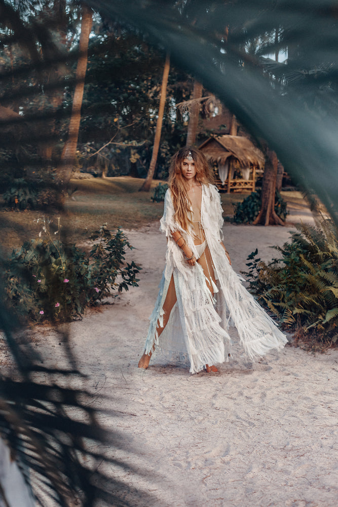 lace kaftan wedding dress Bohemian Lace Wedding Dress with Ivory 3D Appliqu in Kaftan Style